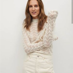 Cream Openwork knit sweater